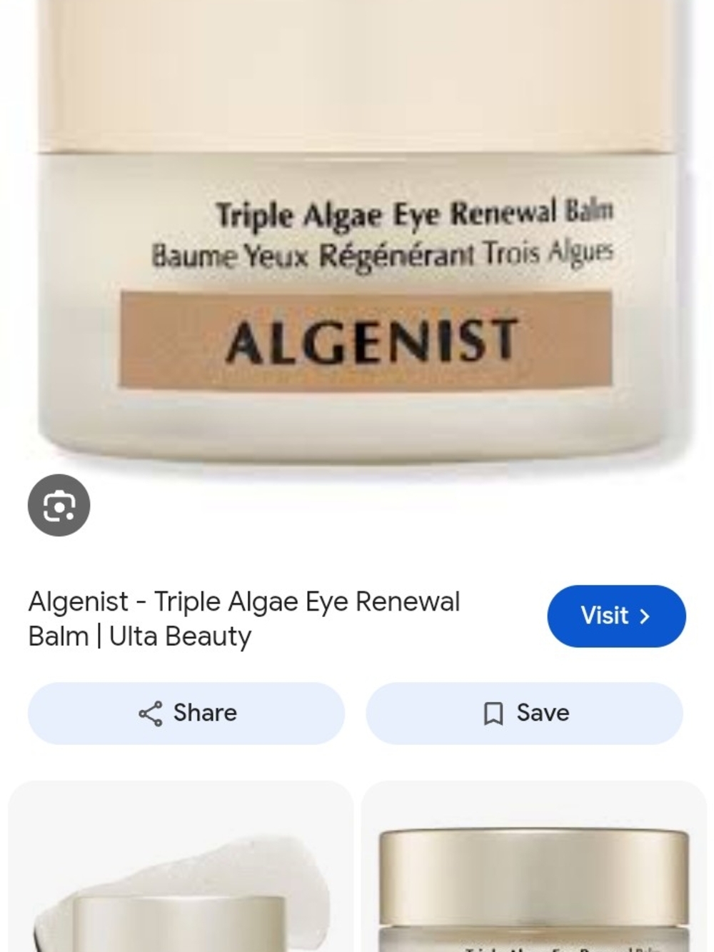 Algenist Triple Algae Eye Renewal Balm — Cream & Gold Accents
